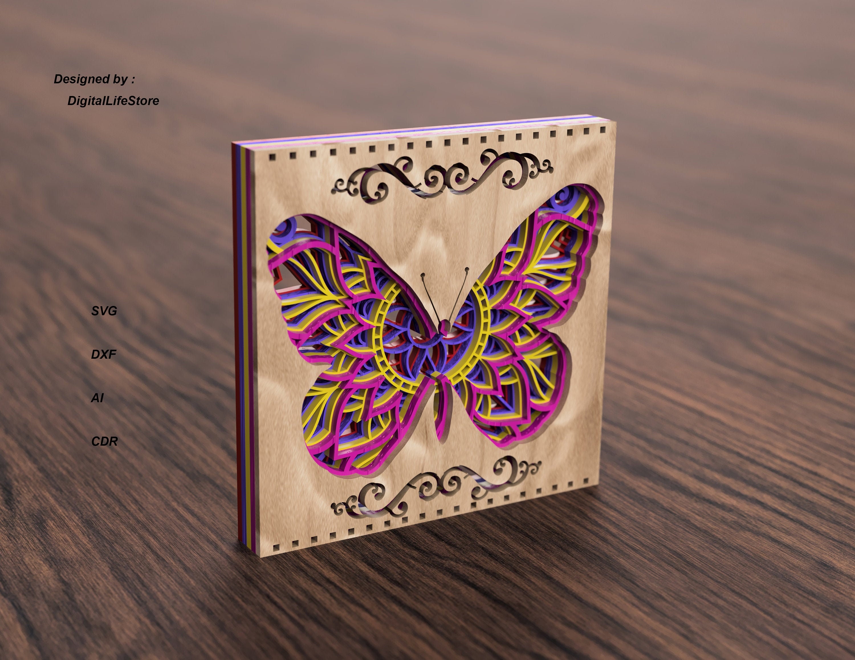 Mariposa abstracta multicolor de partes. Muchas mariposas voladoras.  Ilustración vectorial Vector de stock por ©maryia777 360441992