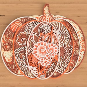 Fichiers de découpe laser mandala citrouille en couches : SVG pour Glowforge, Xtool et machines de découpe
