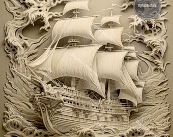 3D Ship Illusion Laser Engraving Files: Glowforge Ready (Digital Download)