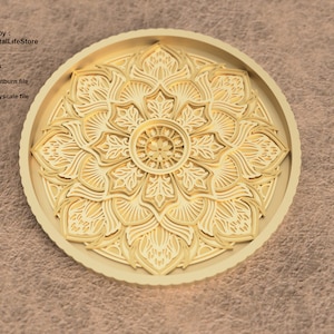 File di incisione 3D mandala a strati, disegni di incisione laser a fibra, design di file di taglio laser mandala a strati per incisione di monete