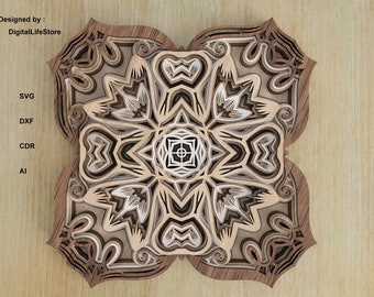 layered Mandala laser cut files,laser cut svg,laser cutting file,laser cut Mandala svg,cut files,vector glowforge mandala laser cut files