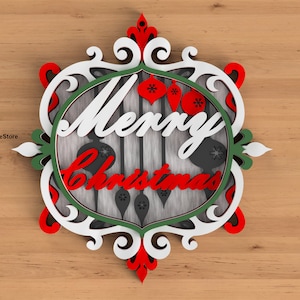 gelaagde ornament SVG lasergesneden bestand, cricut gesneden bestanden CNC-bestanden, Nieuwjaar ornament Glowforge lasersnijden kerstboom ornament gesneden bestanden