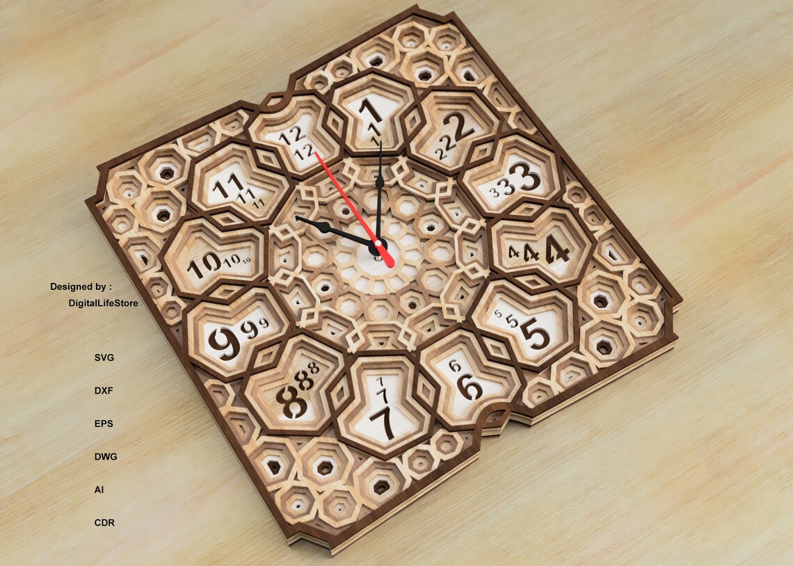 Reloj en capas archivos cortados por láser cnc corte láser - Etsy España
