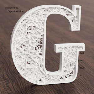 G Layered Letter mandala svg,LASER CUT FILES,laser cut alphabet,cnc router file,laser layered mandala svg layered letter svg laser cut files