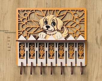 Dog Key holder Multilayer Laser Cut Files SVG Glowforge xtool files