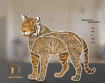 Tiger Multilayer Laser Cut Files SVG Glowforge laser cut file