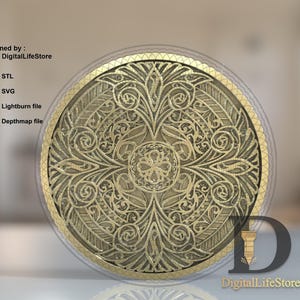 3D Engraved Fiber laser Coin Design: Depthmap, SVG, STL, Lightburn File