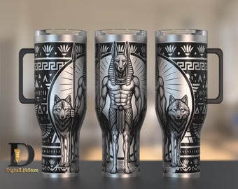 Anubis 40oz Laser Engraving Tumbler Design: Full Wrap SVG Egyptian God for Rotary Machines
