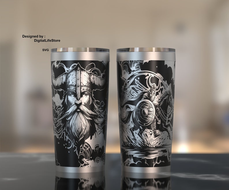 20oz laser engraving viking tumbler design