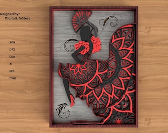 Multilayer wall decor laser cut files,laser cut,cnc router files,cricut dxf ,glowforge files,laser cutting file,dancing laser cut file