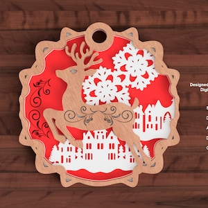 Layered Deer Ornament SVG DXF: Laser Cut Files