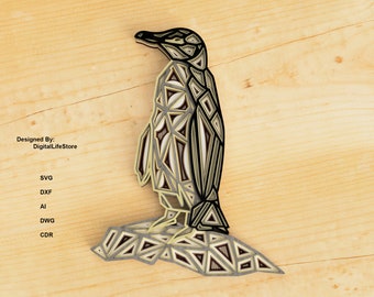 Geometric Penguin Multilayer Laser Cut Files – SVG for Glowforge | laser cutting files | laser cut file plans