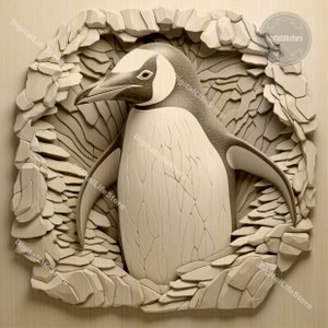 Archivos de grabado láser de ilusión 3d de pingüino con ajuste de Glowforge, archivos de corte láser de archivo de ilusión de grabado 3d de pingüino