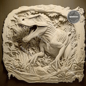 Fichiers de gravure laser Dinosaur 3d Illusion avec réglage glowforge, fichier de gravure dinosaure fichiers découpés au laser