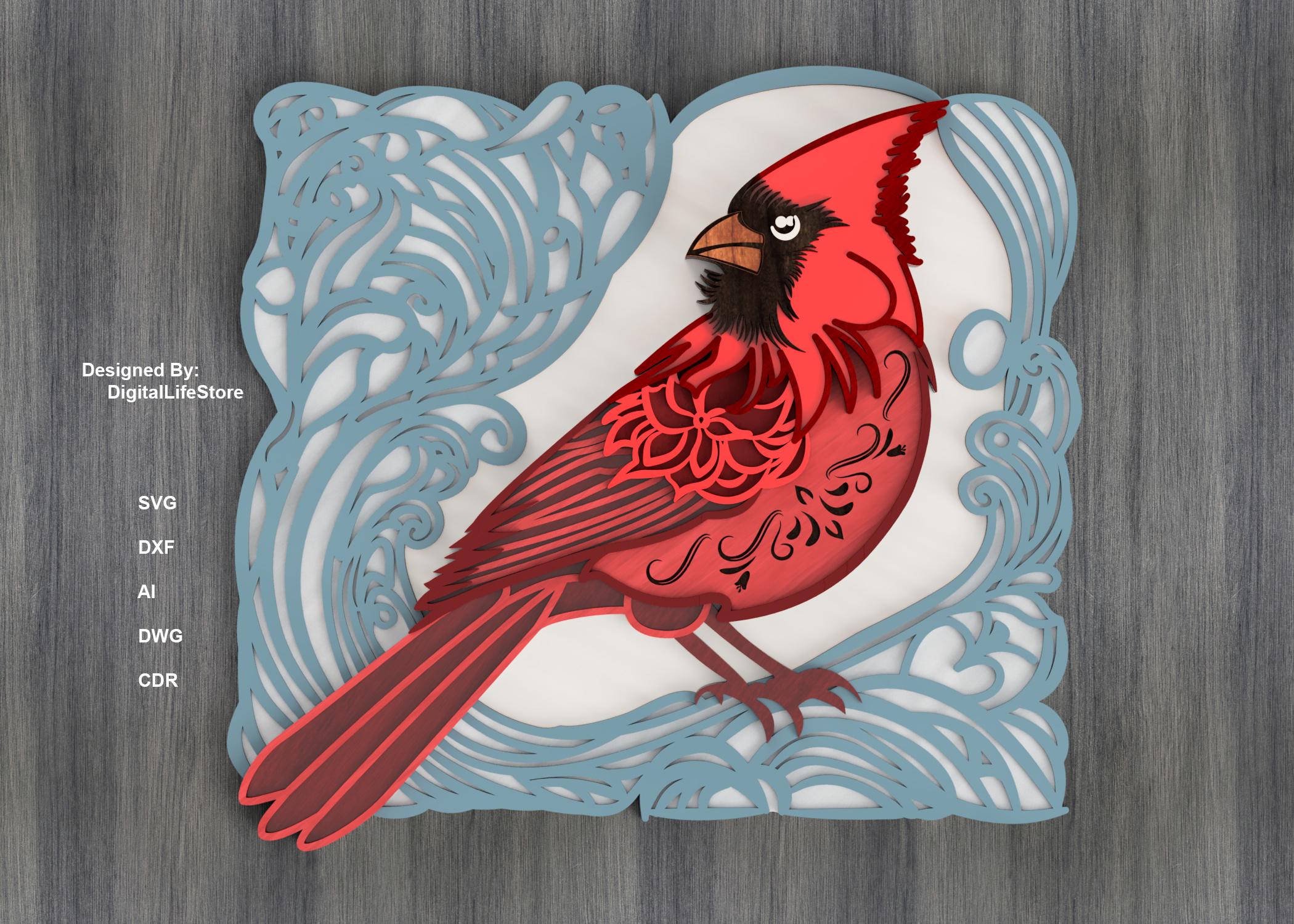 Cardinal Cut File Cardinal Bird Multilayer Laser Cut Files,laser Cut,cnc Router Files ...