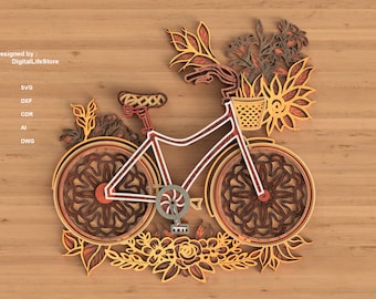 Layered Bicycle Multilayer Laser Cut Files SVG Glowforge files