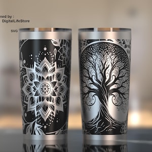 Tree of Life 20oz Tumbler Laser Engraving Full Wrap Design: SVG for Rotary Machine