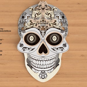 layered skull laser cut files engraving file,laser cut svg,cnc file,laser cut,glowforge files cricut,laser cutting skull svg laser cut files