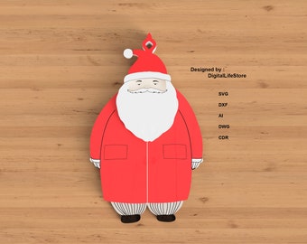 Layered Santa Ornament Laser Cut Files – SVG, DXF, AI (Digital Download)