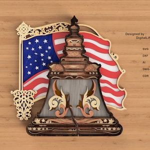 arquivos de corte a laser Liberty Bell em camadas svg, arquivo de corte Liberty Bell, arquivos cnc, arquivos cricut glowforge, corte a laser Arquivo de corte a laser Liberty Bell