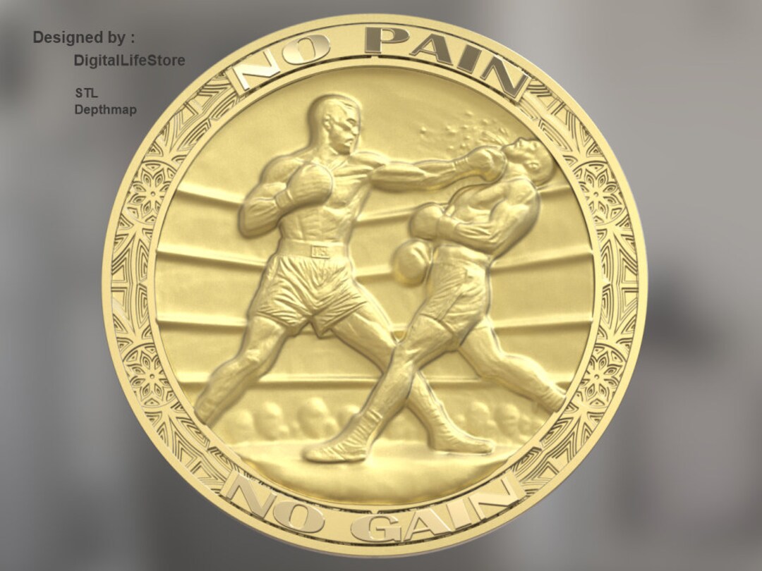 Boxing Coin 3D Engraving Files: Fiber Laser Design (STL, Depthmap) - Etsy
