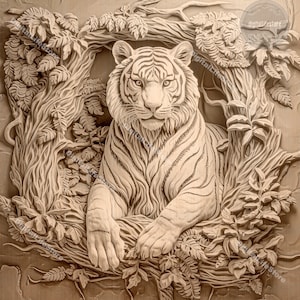 Tiger 3D Illusion Laser Engraving Files: Glowforge Ready