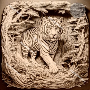 Tiger  3d Illusion laser engraving files with glowforge setting ,Tiger engraving file laser cut files