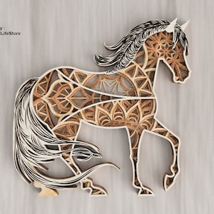 Layered Mandala horse laser cut files svg dxf,cnc files laser cut Mandala,glowforge cricut cut files,laser cutting mandala laser cut files