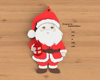 Layered Santa Ornament SVG: Laser Cut Files (3 Layer)