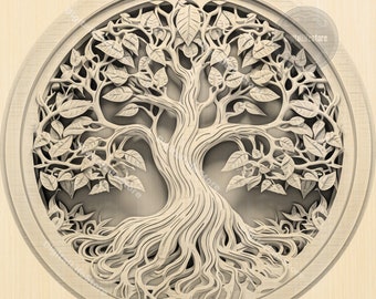 Tree of Life Laser Engraving File: 3D Illusion, Glowforge Ready