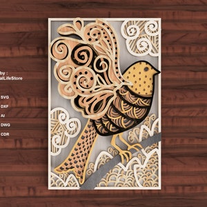 layered bird svg dxf,laser cut files,wall decor laser cut,cnc files,cricut glowforge files,laser cutting engraving svg bird laser cut file