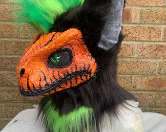 Pumpkin dinomask fursuit
