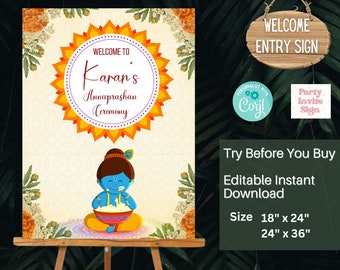 Annaprashan ceremony Welcome sign Annaprasan sign, Annaprashana sign & First Rice feeding sign, Annaprashan decor as Weaning ceremony sign