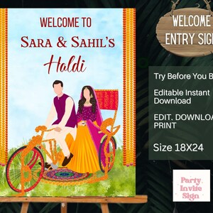 Couple Haldi signages, Haldi decoration , Haldi posters as Welcome to Haldi Signs & Haldi Welcome Signs, Haldi decor signs as Pithi signs