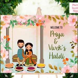 Haldi Welcome Signs & Welcome to Haldi Signs, Wedding Haldi signs as Haldi decoration, Haldi decor signs as Pithi signs, Haldi posters