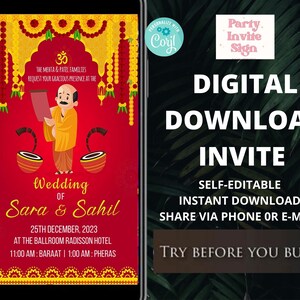 Invitations hindoues , Invitations de mariage hindou, Cartes de mariage indiennes , Invitations indiennes , Invitation de mariage indien , Invitation de mariage hindou, Signe de mariage