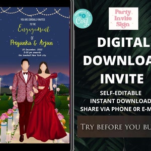 Invitación de compromiso como invitaciones a la ceremonia del anillo, invitaciones de compromiso indio y tarjetas Roka digitales, invitación a la ceremonia del anillo