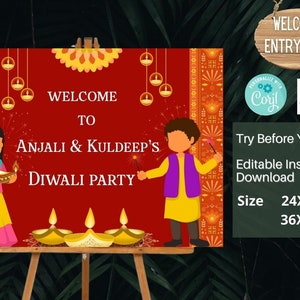 Diwali party welcome signs Happy Diwali banners, Welcome Diwali signs & Diwali poster Diwali decor, Diwali Party signs Diwali Welcome sign