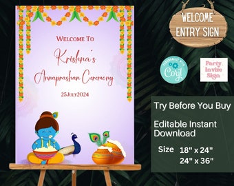 First Rice feeding ceremony welcome sign Annaprashan Welcome sign, Annaprasan sign & Annaprashan welcome signs, Rice Weaning ceremony sign