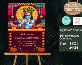 Janmashtami decor , Janmashtami decor sign, Krishna Janmashtami decor , Indian welcome sign, welcome sign , indian sign