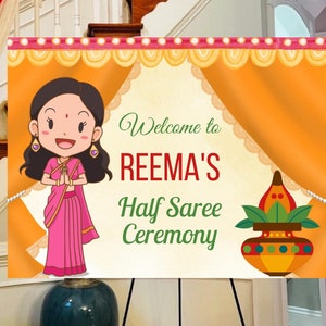 Half saree function sign half saree ceremony welcome sign South Indian welcome sign tamil cut
