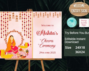 Punjabi Wedding Choora Signs | Chura Welcome Signs, beautiful Chooda Sign Chuda Welcome Signs, Chura signs, for Sikh Wedding signs