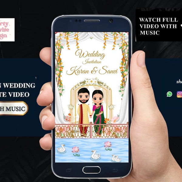 Indian Wedding Video Invitation, Indian Wedding Video/PDF Invitation - E-vite - for Whatsapp, Video Invites, Indian Theme Wedding Evites