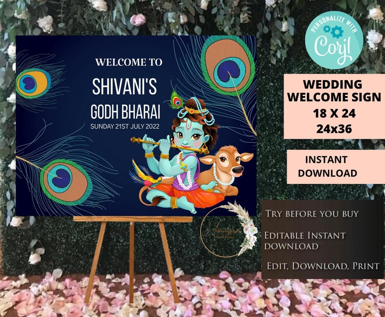 Hindu Godh Bharai Baby Shower Sign, Indian Gujarati Baby Ceremony Board