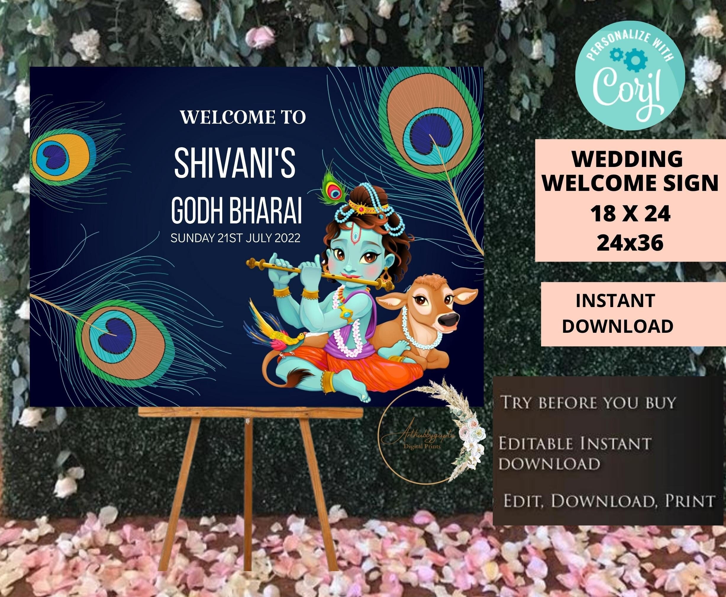 Hindu Godh Bharai Baby Shower Sign, Indian Gujarati Baby Ceremony Board, Personalised Template