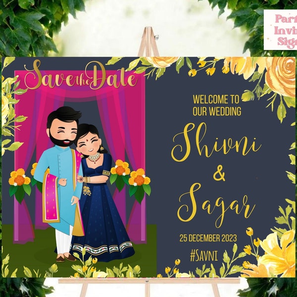 Indian Wedding Welcome Board as Hindu Welcome Signage, Hindu Wedding Ceremony sign Bridal & Phera Sign Welcome Punjabi, Desi Wedding decor