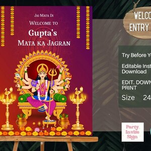 Mata ki chowki ,Mata ka Jagrata sign, pooja invitaion, maa sherawali,mata rani ,Chowki Puja sign , hindu pooja , wedding invites