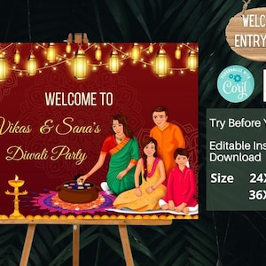 Diwali party welcome signs Happy Diwali banners, Welcome Diwali signs & Diwali poster Diwali decor, Diwali Party signs Diwali Welcome sign