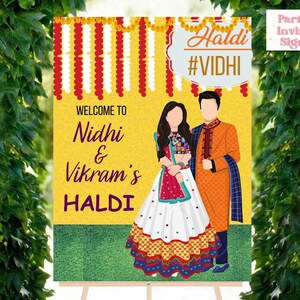 Couple Haldi signs, Pithi signs Couple, Haldi Welcome Signs & Indian Haldi Signs for Haldi Ceremony signs, Indian Welcome signs Haldi couple