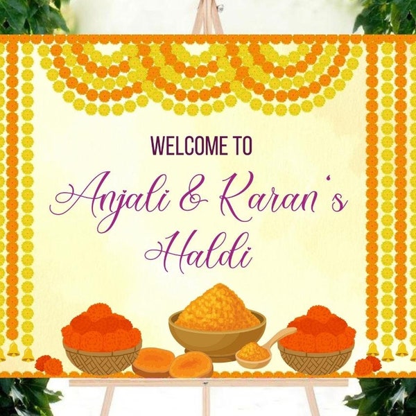 Haldi Signs & Haldi Welcome Sign, Haldi Decoration as Indian Wedding decor, Welcome to Haldi signs as Haldi